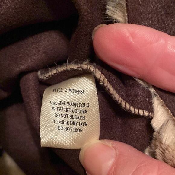 Dylan Women’s Faux Fur Long Sleeve Warm Ruffled Hem Jacket Size Large Brown Tan - Picture 5 of 9